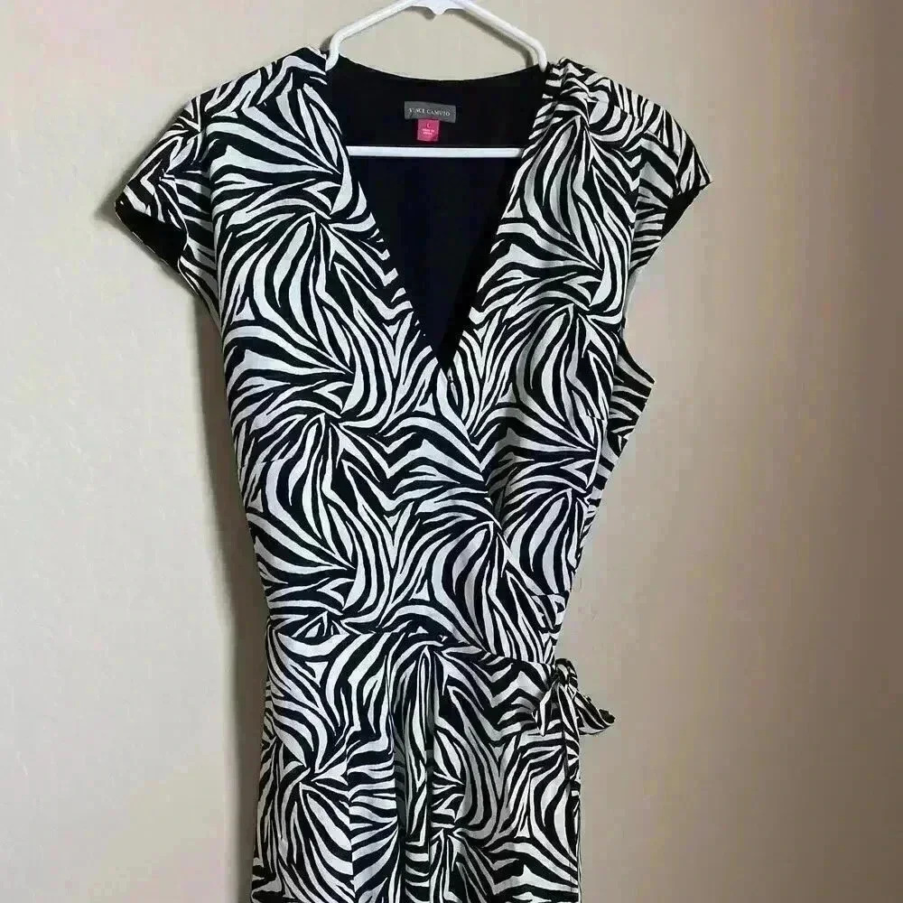 Vince Camuto Zebra Print Asymmetrical Wrap Dress - image 7